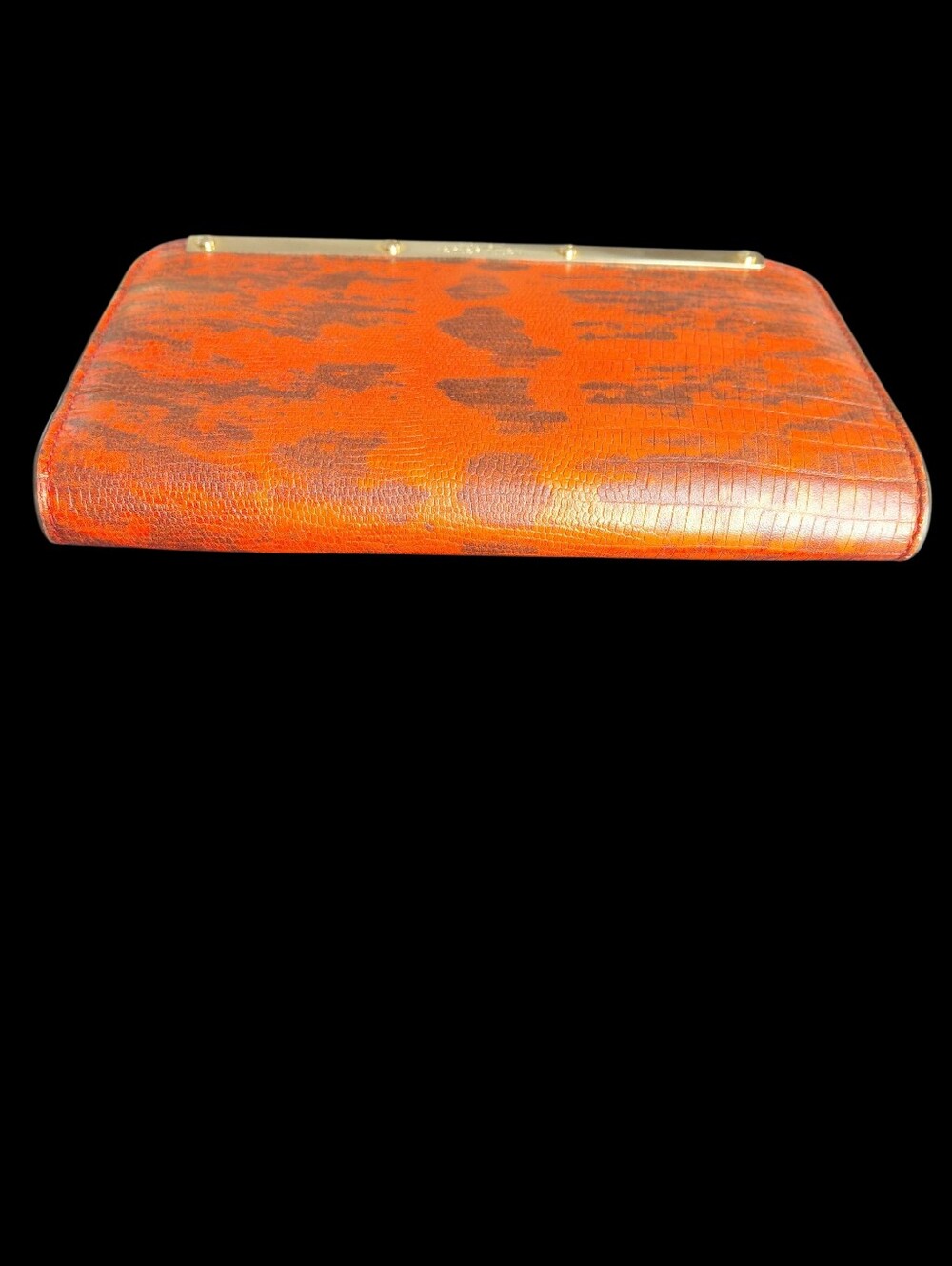 Henri Bendel Vintage Reddish Croc-Embossed Leather Clutch/Crossbody - Picture 10 of 11